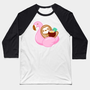 Cute Coconut Drink Flamingo Float Sloth Baseball T-Shirt